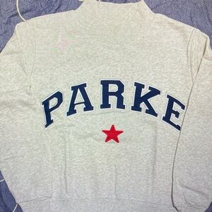 Parke Gray Sweatshirt with Blue and Red Accents